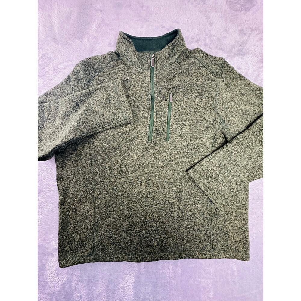 Woolrich Men XXL Quarter Zip Fleece Pullover Sweater Heather Green Outdoor Work - Picture 7 of 7
